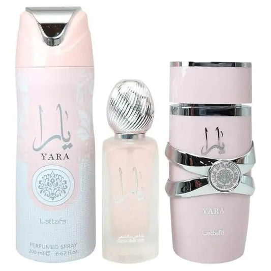 Yara Set by Lattafa (Perfume,Body spray y Hair spray)