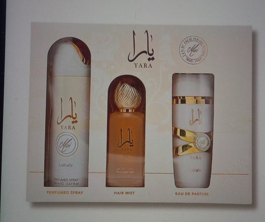 Yara Moi Set( Perfume, body spray y Hair spray)